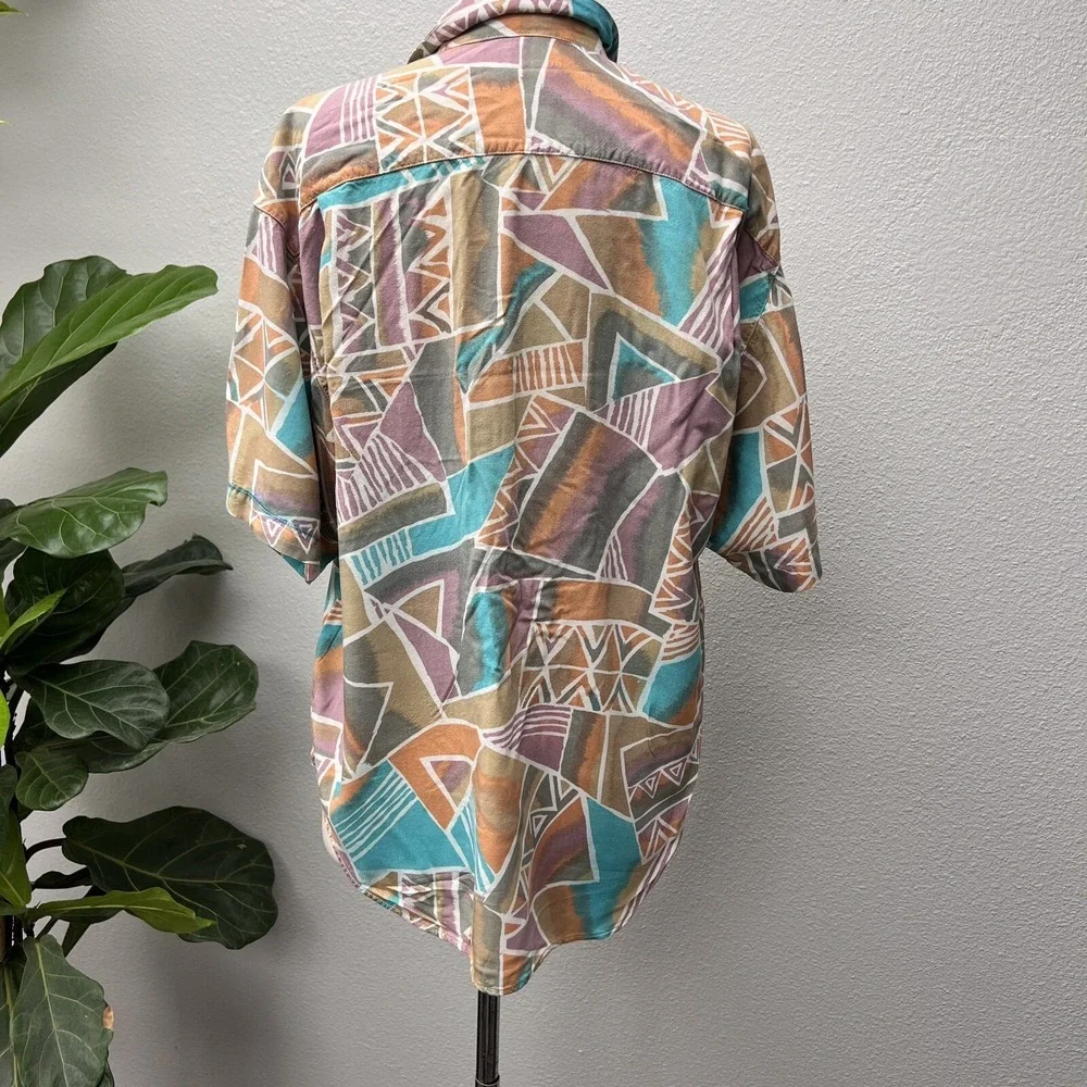 Vintage Guess 1990's USA Pastel Abstract Shirt Junior Womens Size 1 Button Front - Picture 6 of 8